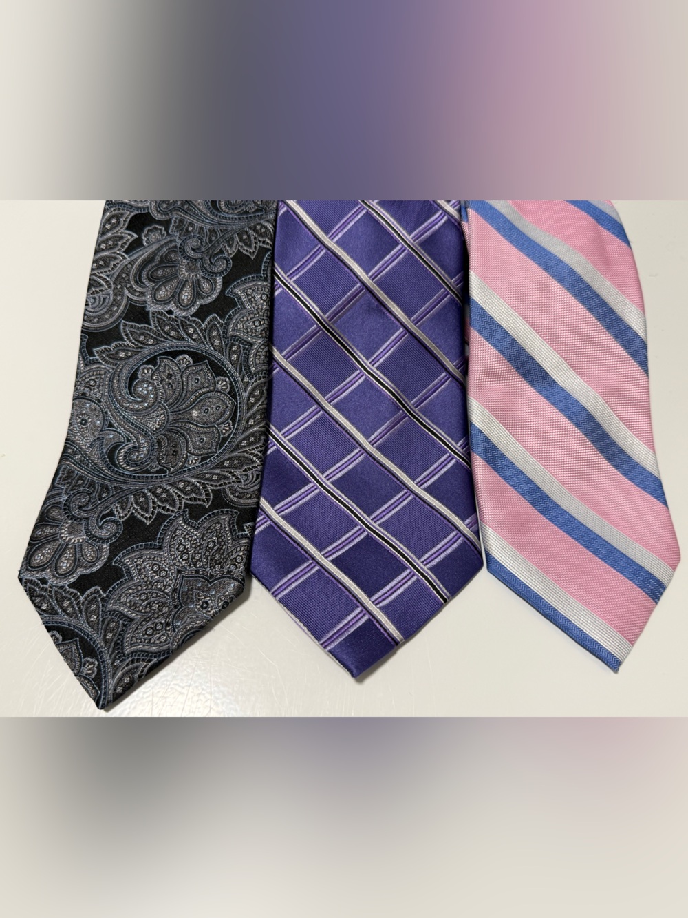 Men’s 3PC Silk/Polyester Neck Tie Bundle Jones NY, Nautica, Saddlebred
